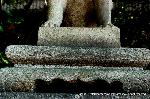 元日詣 : 右の狛犬の台座にも兎が浮き彫りされている