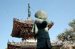 西陣の日蓮宗寺院の櫻　その1 : 長谷川等伯像