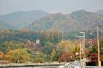 京都の秋 : 北山連峰に鞍馬街道の紅葉