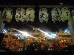 gion fes photo : 八坂神社拝殿にて燦然と輝く３基の神輿。明日山鉾巡行のあといよいよ出番です。